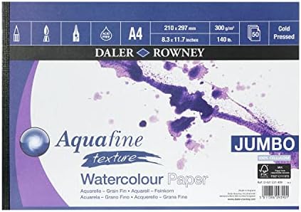Daler Rowney - Jumbo Aquafine Textured Watercolour Sketchbook - 300gsm - 50 Pages - A4 Landscape - Made in England