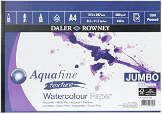 Daler Rowney - Jumbo Aquafine Textured Watercolour Sketchbook - 300gsm - 50 Pages - A4 Landscape - Made in England