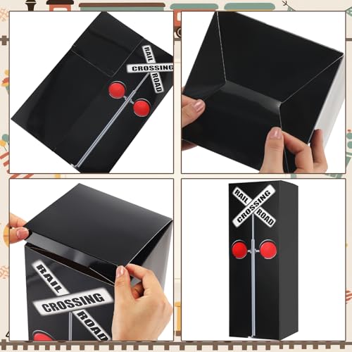 Image of Teenyyou 3 Pcs Train Railroad Party Decorations Aisle Train Track Runner Backdrop Traffic Crossing Sign Boxes for Floor Birthday Party School Home Express Decor(Classic)