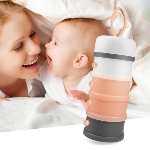 Image of Plastic Baby Formula Container Dispenser On The Go, 5 Compartments Stackable Formula Container For Travel, Baby Milk Powder Kids Snack, Bpa Free Non-Spill Milk Powder Box (ORANGE)