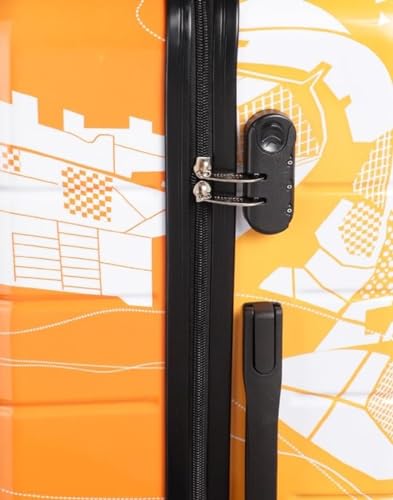 Image of TEAKWOOD LEATHERS Twin Printed Hardside Trolley 360 Degree 8 Roating Wheels, Trolley Bag for Travel (Orange, Large)