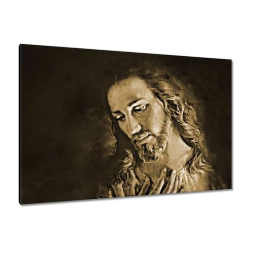 Toile Jésus Christ Sépia 120 x 80 cm pour créer un coin de prière apaisant dans votre chambre