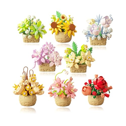 Small Building Block Flower Bouquet Set, Creative Adult DIY, Home