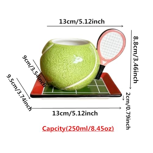 Taza y Platillo de Cerámica con Diseño de Tenis 250 ml miniatura 7