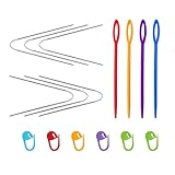 6-teiliges Rundstricknadeln-Set, mit 6 Markierungsschnallen und 4 Kunststoffnadeln, Edelstahl-Rundnadeln, elastischen Ringnadeln, praktischen Stricksets für Socken und Ärmel (2,5 mm, 3,5 mm)