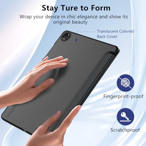 Image of MoKo Trifold Case for Galaxy Tab A9 Plus /A9+ 11 Inch 2023, Space Gray | Slim Stand Hard PC Translucent Back Shell Smart Cover, Auto Sleep /Wake, Light, Anti-scratch, 2 Adjustable Angle