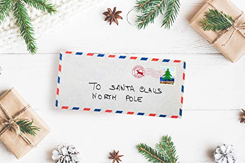 North Pole Self Inking Stamp/Santa Stamp / 13/16" X 2 3/16" Reindeer Stamp/Red Ink Christmas Stamp/Air Mail Holiday Stamp #TOP3