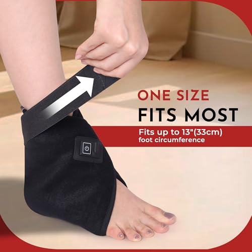 Image of SandPuppy Ankleheat - Ankle Heating Pad for Pain Relief | Heat Therapy for Ankle Sprains, Swelling,Sports Injury, Achilles Tendonitis |12V Safe Power Technology | 3 Levels Heat | Integrated Overheat Protection Thermostat | Universal fit Left or Right Ankle | Black