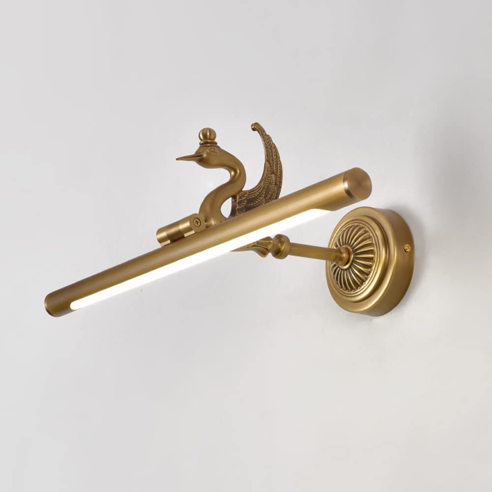 HPTHLY Vintage Mirror Front Lamp Adjustable Led Vanity Wall Sconce, Antique Linear Bathroom Light Fixture, Toilet Lamp Bath Vanity Light Fitting Above Mirror(Brass-45Cm)
