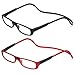 Produktbild 2 Stueck Lesebrille Lesehilfe für Herren und Damen +2.5 (60-64 Jahre) Faltbare Einstellbare mit Magnetverschluss und Clip für Alterssichtigkeit und Presbyopie (Schwarz + Rot)
