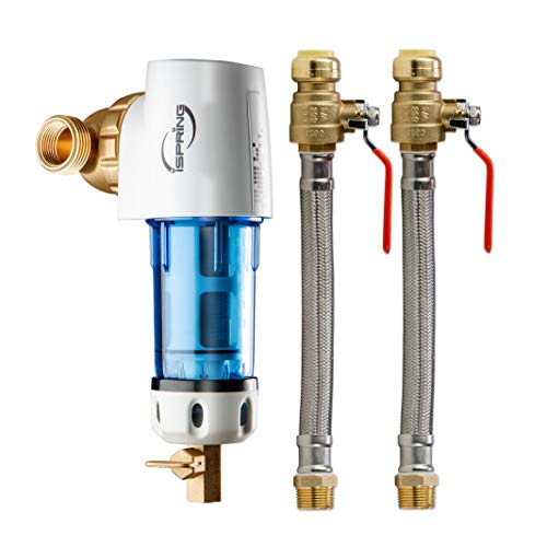 Image of iSpring AHPF12MNPT12X2 WSP50GR Reusable Spin Down Sediment Water Filter, White (WSP50GR+AHPF12MNPT12X2)