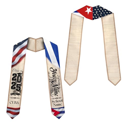 Custom Cuba Flag Graduation Sash 2025, Cubans Graduation Stole, Cuban American Flag Graduation Stole Class of 2025 Cb 7