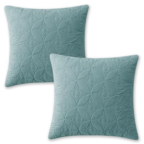 Image of HOKIPO 100% Leakproof Quilted Cushion Cover for Sofa 16x16 Inches, Set of 2, Cool Blue (AR-6280-SBL*2)