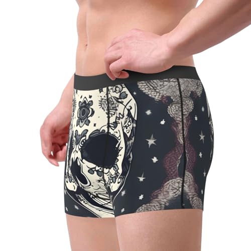 Skull Yoga And Flower Print Mens Underwear Stretch Breathable Boxer Briefs Fun Boxers Briefs For Men(S-Xxl)4
