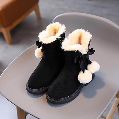 Winter Warm Boots for Girls Fuzzy Fleece Lined Cute Snow Boots Side Zipper Mid Calf Booties for Little Kids Big Kid3