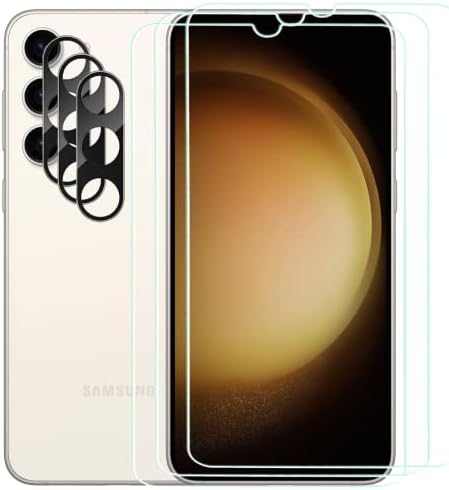 YRMJK 3+3 S23 PLUS Screen Protector + Camera Lens Protector, Full Premium HD Clarity Coverage 9H Tempered Glass,Anti-Scratch, Anti Bubble 3D Touch Accuracy Film for Samsung Galaxy S23 PLUS