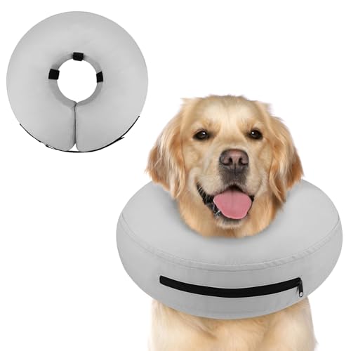 Image of Supet Inflatable Dog Cone Collar Alternative After Surgery, Dog Neck Donut Collar Recovery E Collar to Stop Licking, Soft Dog Cone for Medium Large Dogs
