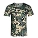 Men's Camouflage T-Shirts Short Sleeve Military Style V Neck Shirts Tops Soft Stretch Tactical Outdoor Tees