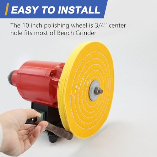 Image of SCOTTCHEN 10 inch Buffing Polishing Wheel Yellow (42 Ply) for Bench Grinder with 3 /4 inch Arbor Hole - 1 Pack