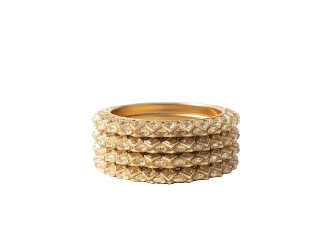 Luxury Gold Plated Kundan & Polki Bridal Bangles Set for Women | Handcrafted Ethnic Designer Kada For Women & Girls with Zircon Diamonds Studded | Wedding, Engagement, Festive & Traditional Jewellery- Pack of 2 Kada-image-35