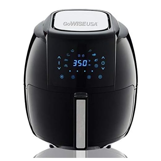 GoWISE USA 1700-Watt 5.8-QT 8-in-1 Digital Air Fryer with Recipe Book, Black
