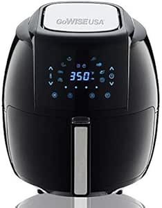 GoWISE USA 1700-Watt 5.8-QT 8-in-1 Digital Air Fryer with Recipe Book, Black