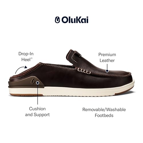Image of OluKai Kakaha Men's Leather Slip-On Shoes, Premium Leather