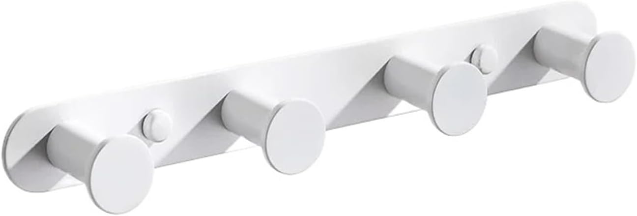 Stainless Steel Hooks Bathroom Accessories Wall Mounted Round Robe Hook 3-8(White 4 hooks)