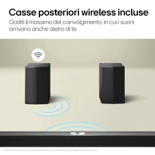 LG S70TR Soundbar TV 500W su 5.1.1 Canali con Subwoofer Wireless, Casse Posteriori Incluse, Dolby Atmos, DTS:X, Speaker Centrale Up-firing, HDMI Passthrough 4K 120Hz, AI Sound Pro - Immagine 5