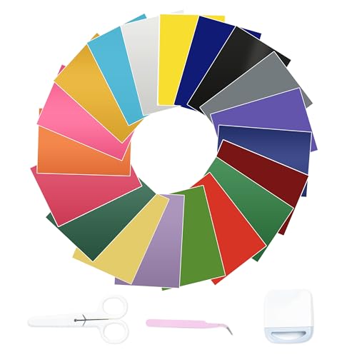 20 Pezzi Fogli Adesivi in Vinile, 20 Colori Vinile Adesivo 30.5 x 21 cm Vinile Permanente Adatto per Finestra Tazza Auto Decorazione Cellulare Caso