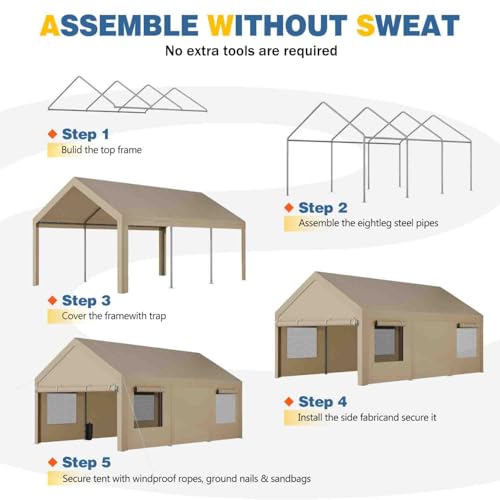 JAMFLY 12x20 ft Carport