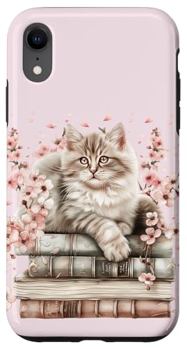 Aesthetic Cat Stuff for Women and Girls Spring Love Books Coque pour iPhone XR