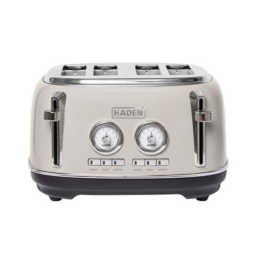 Haden 75039 DORSET 4 Slice Toaster, Wide Slot with Removable Crumb Tray and Settings, Putty