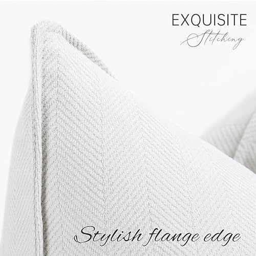 ZWJD Cream Pillow Covers 26x26 Set of 2 Chenille Throw Pillow Covers with Elegant Design Soft and Luxurious Decorative Throw Pillows for Couch, Bed, and Home Decor