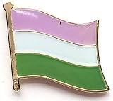 Snazzyflags Gender Queer Badge en métal émaillé Motif drapeau arc-en-ciel LGBT Gay Diversity Pride Symbole d'égalité non binaire Gender-Queer