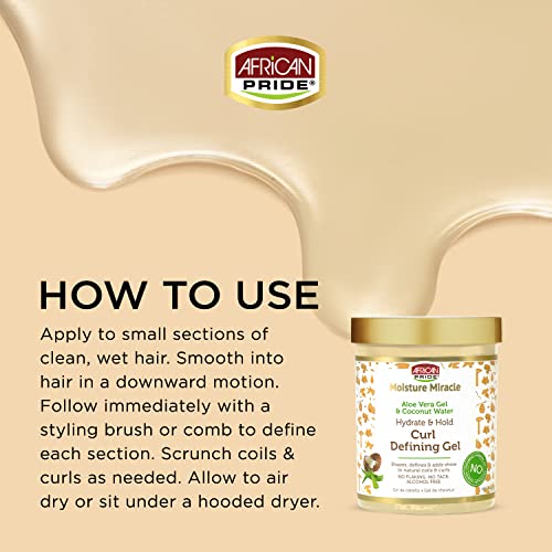 African Pride Moisture Miracle Hydrate & Hold Curl Defining Hair Gel (3 Pack), For Natural Coils & Curls, Hydrates & Controls Frizz, 18 oz - Thumbnail 2