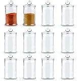 MDLUU Lot de 12 mini bocaux en verre de 150 ml avec couvercle hermétique, pots de rangement d'apothicaire pour cotons-tiges, meubles de salle de bain, café, thé, sucre