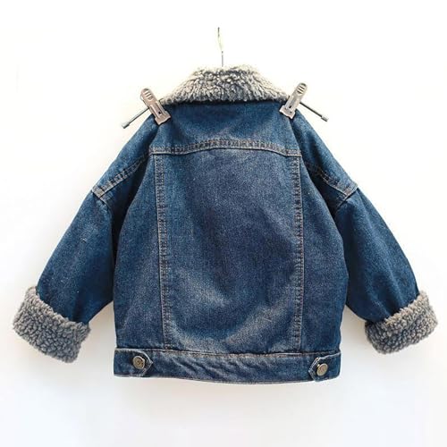 Boys Girls Warm Denim Jacket Kids Toddler Winter Warm Coat with Pocket Long Sleeve Loose Denim Coat Button Closed3