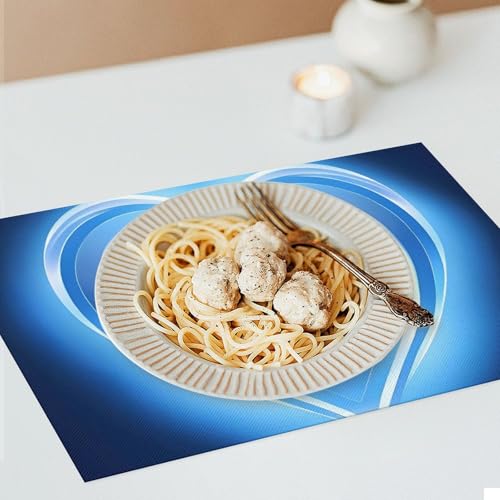 Set de table en PVC Blue Heart résistant à la chaleur et lavable en vinyle