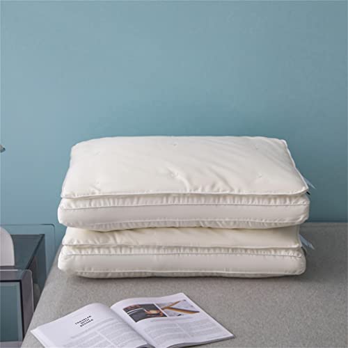 DYHWAC Patrón Almohadas de Seda Natural Almohada for el Cuello Almohada de Memoria del Hotel Almohada de Memoria de sueño Saludable(Blue,White,High Pillow)