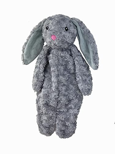 Petlou Stuffingless Floppy Plush Dog Toys with Durable Squeak and Crinkle Paper Dog Chew Toys for Large Dogs and Medium Dogs (Gray, 19 Inch Floopy Rabbit 2)