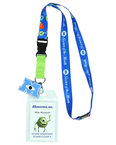 Porte-badge Disney Monstres Cie cordon tour de cou vert et pendentif caoutchouc