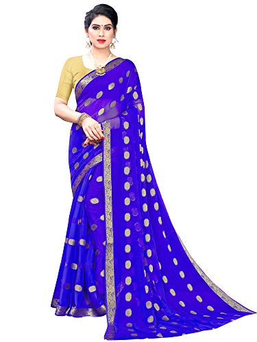 Image of AKHILAM Women's Chiffon Saree with Unstitched Blouse Piece(NZMN72)