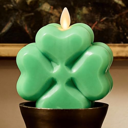 Bougie sans flamme trèfle Luminara en cire véritable 10x11 cm