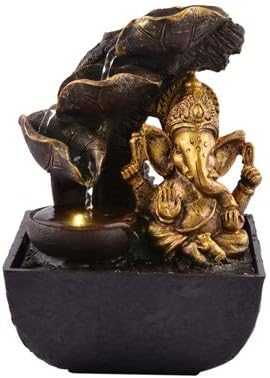 Karigari Home Decor Indoor Polyresin Water Fountain Showpiece with LED Light and Motor Pump for Interior Decore, Small, 18x14x13cm (Multicolour)