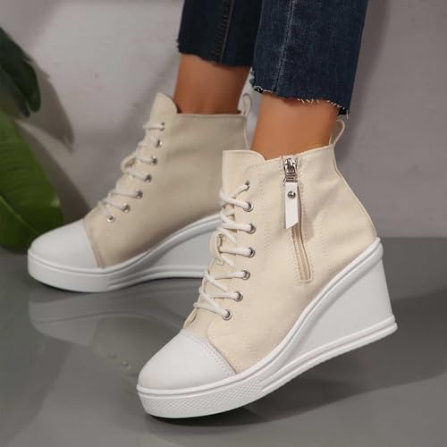 Chaussures décontractées pour femmes blanches plateforme taille 40 avec zip confort