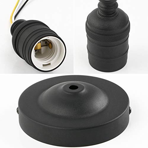 Image of Phansthy Semi Flush Mount Ceiling Light Fixture, Vintage Industrial Close to Ceiling Light, Pendant Light Fixture Ceiling for Bedroom Kitchen Living Room Dining Room (Minimalist -Black)