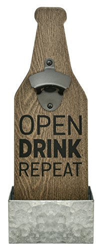 MCS Bar None Open Drink Repeat Beer Bottle Opener & Catcher Wall Art