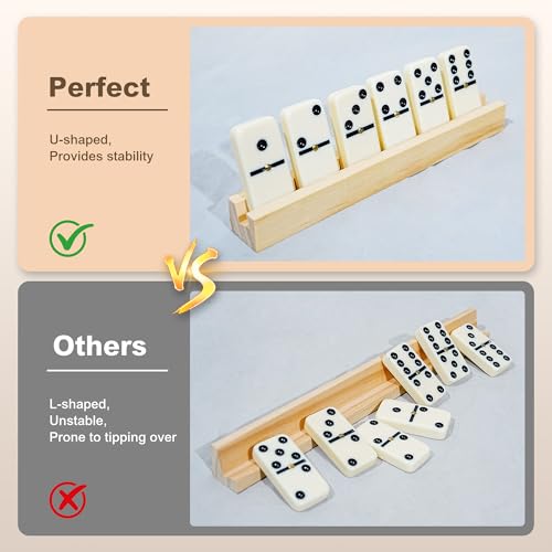 Juego de Domino MeetYr Life con 28 fichas y 4 bandejas de madera miniatura 6