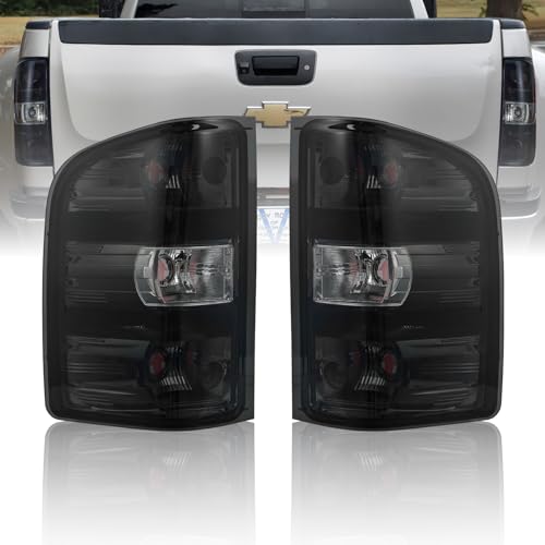 PAANLOK Smoke Tail Lights for 2007-2013 Chevy Silverado 1500/2007-2014 Silverado 2500HD 3500HD / 2007-2013 GMC Sierra 3500HD Housing Only Excludes Classic & 2014 New Body